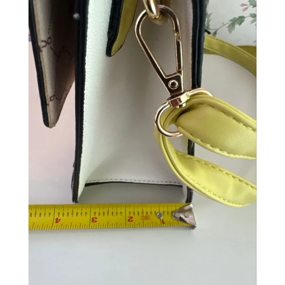 Aldo Snakeskin Print Satchel Neon Yellow Grey White Crossbody Handbag